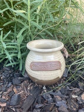 Beige & Brown Ceramic 'College Fund' Decorative Coin Jar
